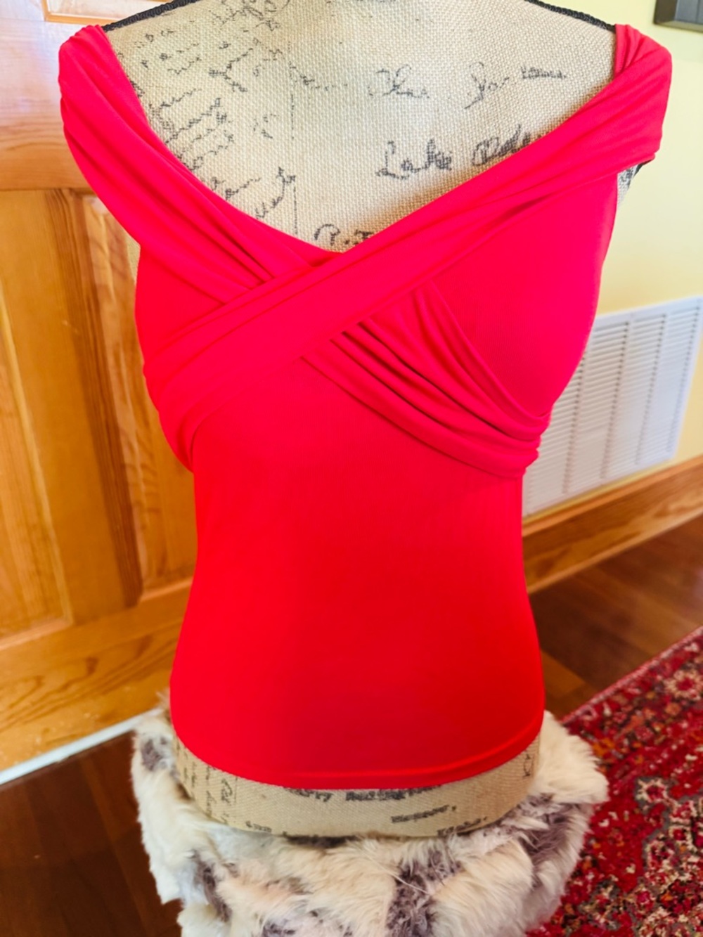OGL Red Off-Shoulder Ruched Crop Top - Picture 5 of 5